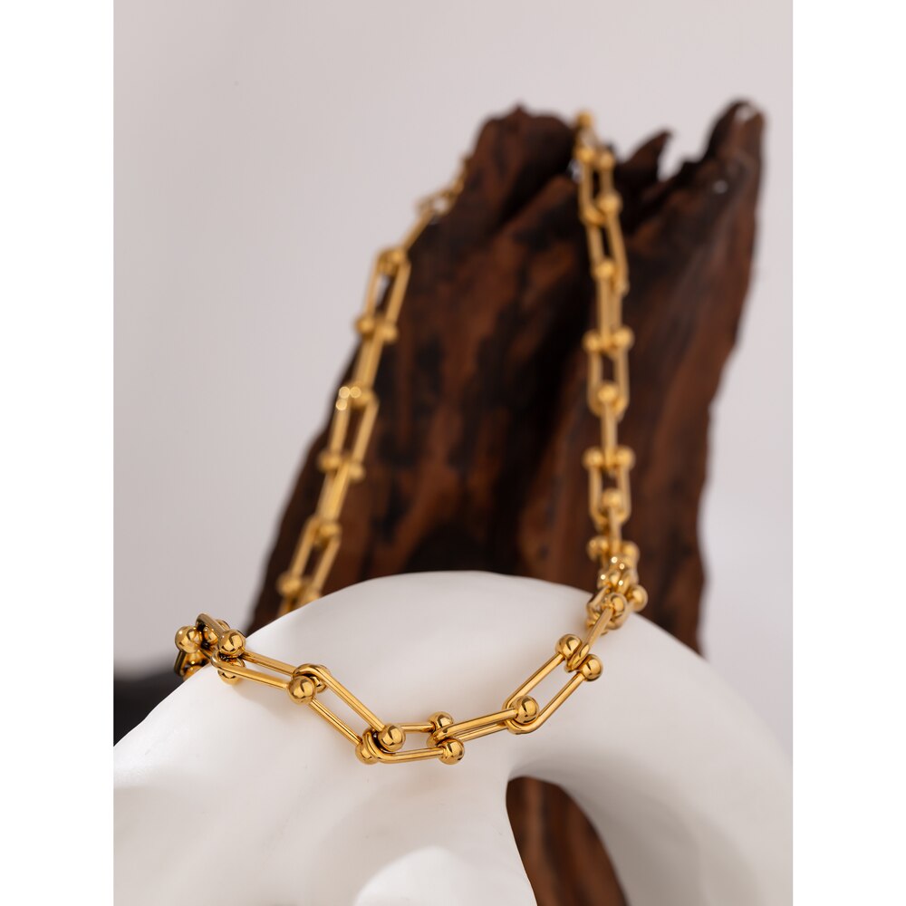 Yhpup Minimalistischen 316L Edelstahl Kette Kragen Halskette 18 k Metall Gold Aussage Halskette Schmuck Party