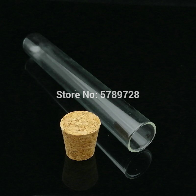 Tubo de ensayo de fondo redondo de vidrio, 20x150mm, con tapón de corcho, tubos de ensayo de laboratorio de boca plana engrosados, herramientas de enseñanza escolar, 20 Uds.