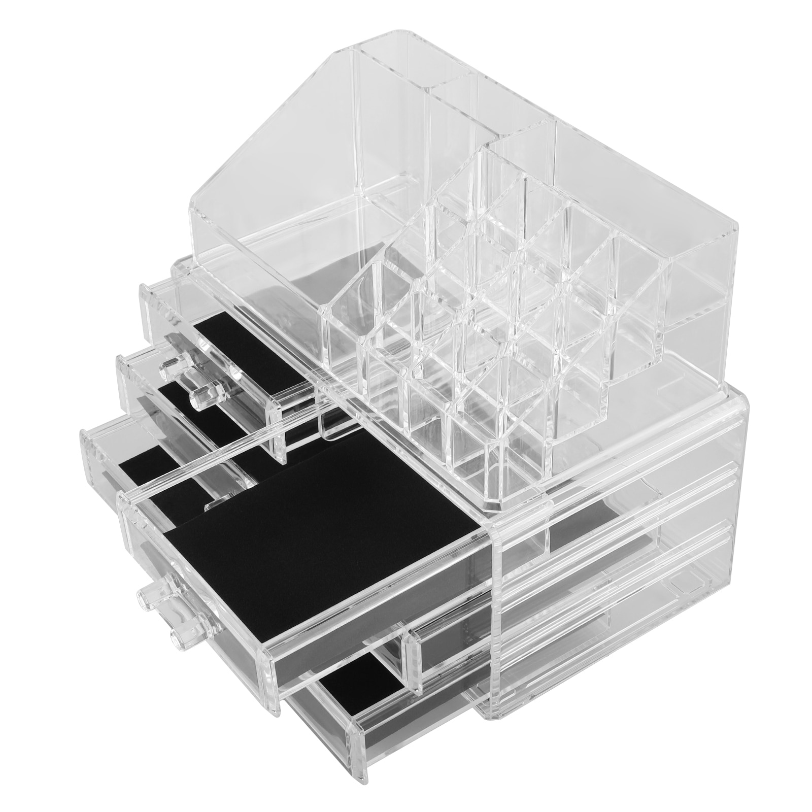 Organizador de maquillaje transparente, compacto, estantería, colorete, resaltador, sombra de ojos, soporte de exhibición, cajón de caja de almacenamiento de cosméticos