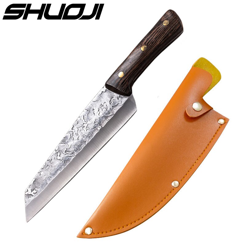 Forge Boning Knife Japanese Full Tang Handle Knife Handmade Steel Kitchen Boning Knives Chef Slicing Utility Santoku Cleaver: Type 2 with Sheath