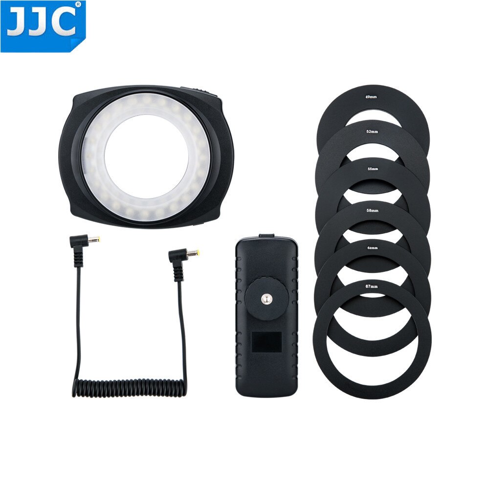 Jjc Led Flash Macro Ring Light Speedlite Voor Dslr Macro Lens Omvat Adapter Ring 49Mm 52Mm 55Mm 58Mm 62Mm 67Mm Stap Ring