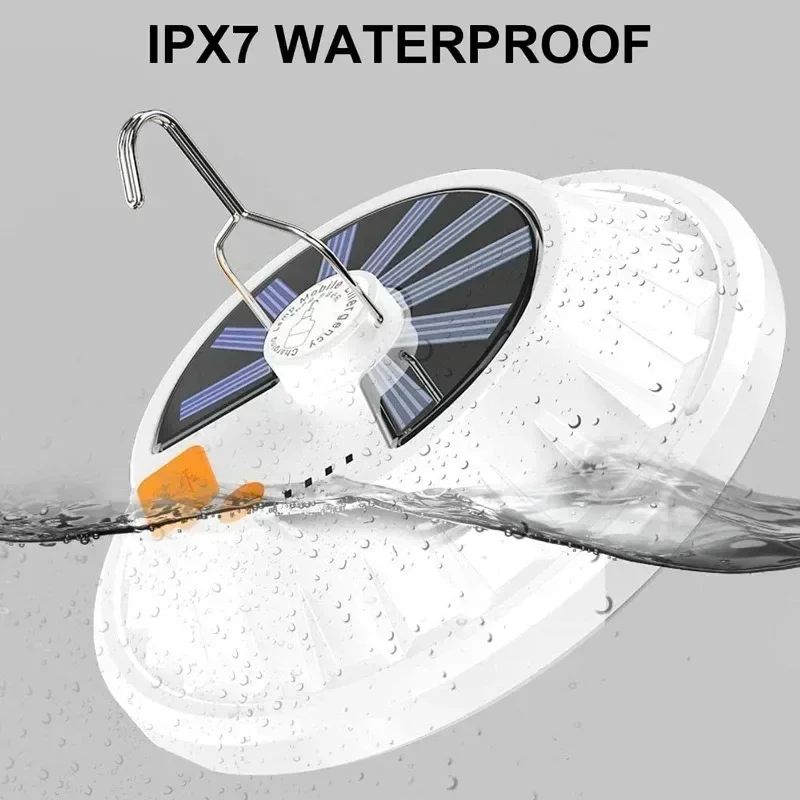 30W LED Solar Camping Lamp USB Charge Afstandsbediening Lantaarn Draagbare noodgeval voor avondmarkt Outdoor Garden Yard Light