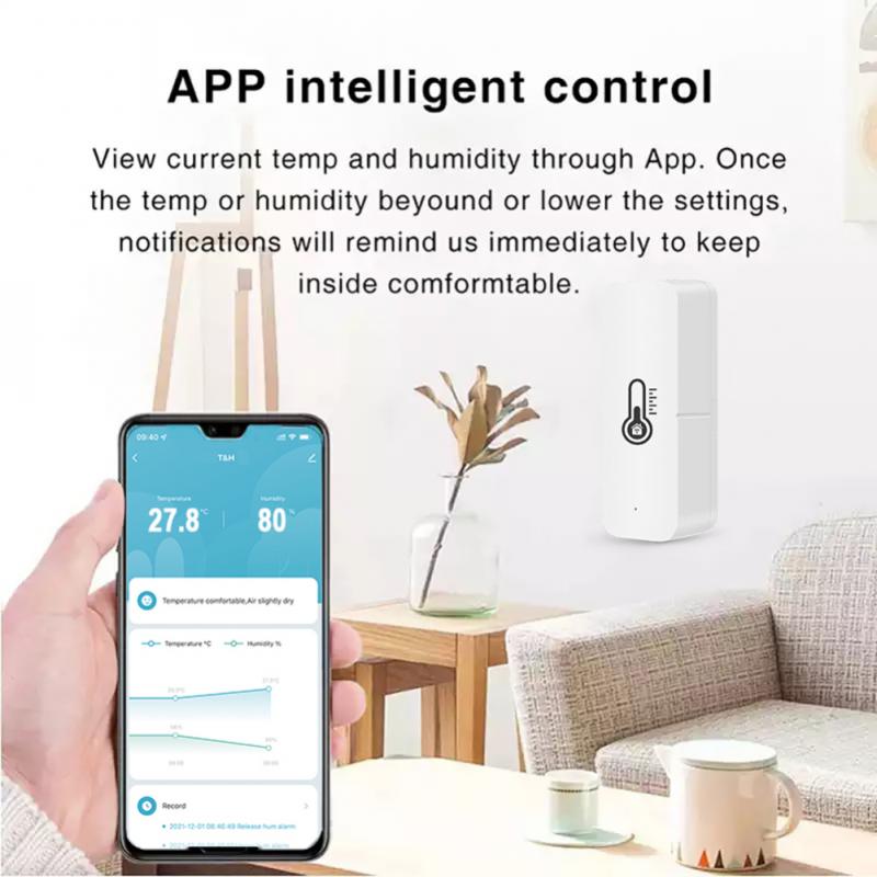 Wifi Tuya Smart Temperature And Humidity Sensor With Buzzer Alarm Home Indoor Thermometer Voice Control For Alexa Google Home