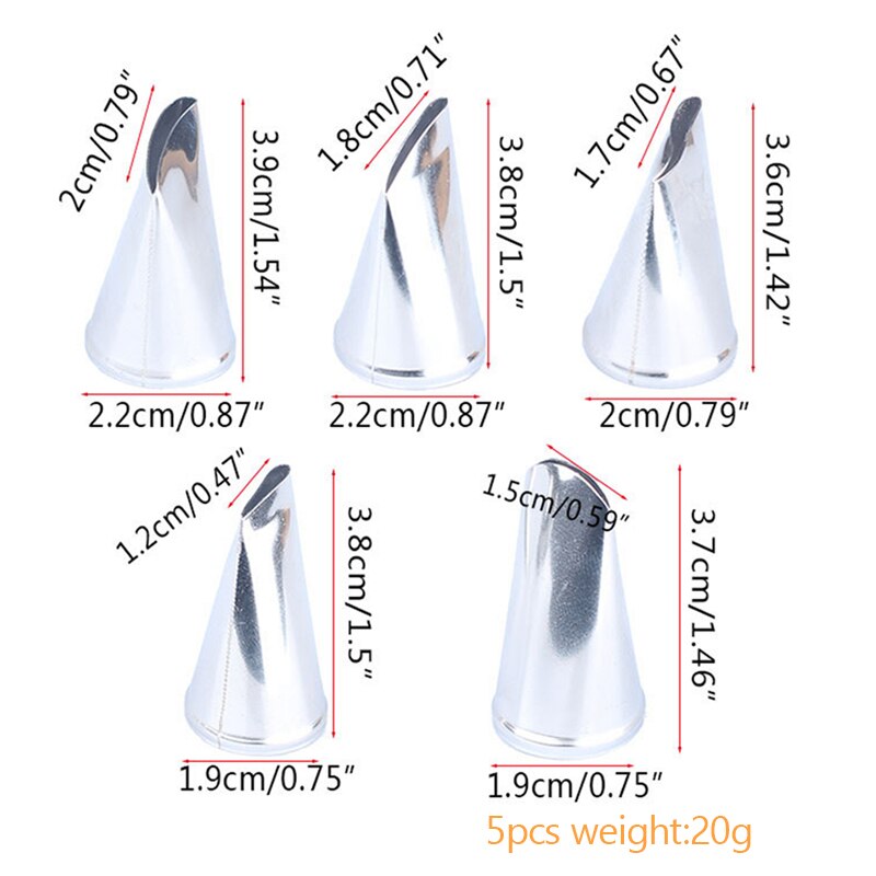 5 pcs Rose Piping Nozzle Set Cake Decorating Tools Flower Piping Tip For Beginners Icing Nozzles Frosting Tips 0072