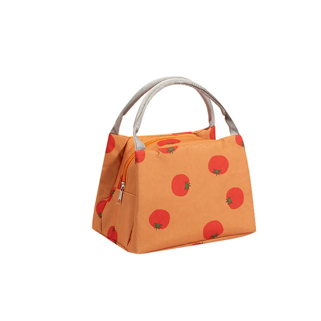 Bolsas de aislamiento fresco para el almuerzo, lonchera térmica Oxford, impermeable, conveniente, de ocio, Flor Retro bonito, Marmita: Orange