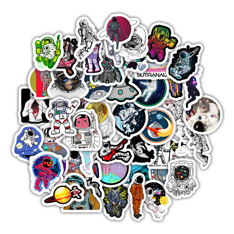 50 Stickers for Decoration Stationery of NASA Astronauts' Suitcases, Mobile Phones, Laptops, Skateboards, Children