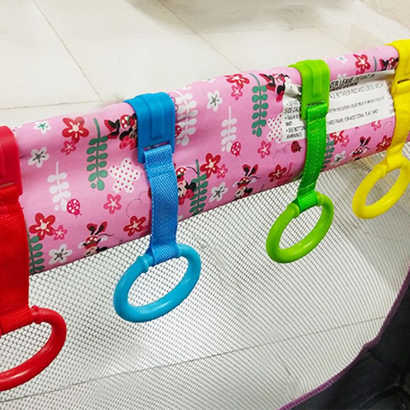 Baby læring stående krybbe håndring hjem pladsbesparende bærbar lille seng hængende pull ring legetøj