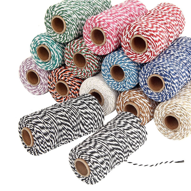 Corde en ficelle multicolore 1 rouleau | De 100 m 2mm, pour boulangers en coton, cordon de ficelle, artisanat campagnard rustique