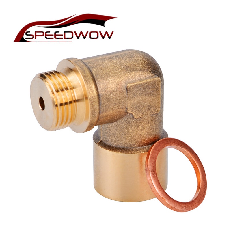 SPEEDWOW-Sensor de oxígeno con sonda Lambda, espaciador extensor para Decat, hidrógeno, latón, 90 grados, M18x1.5