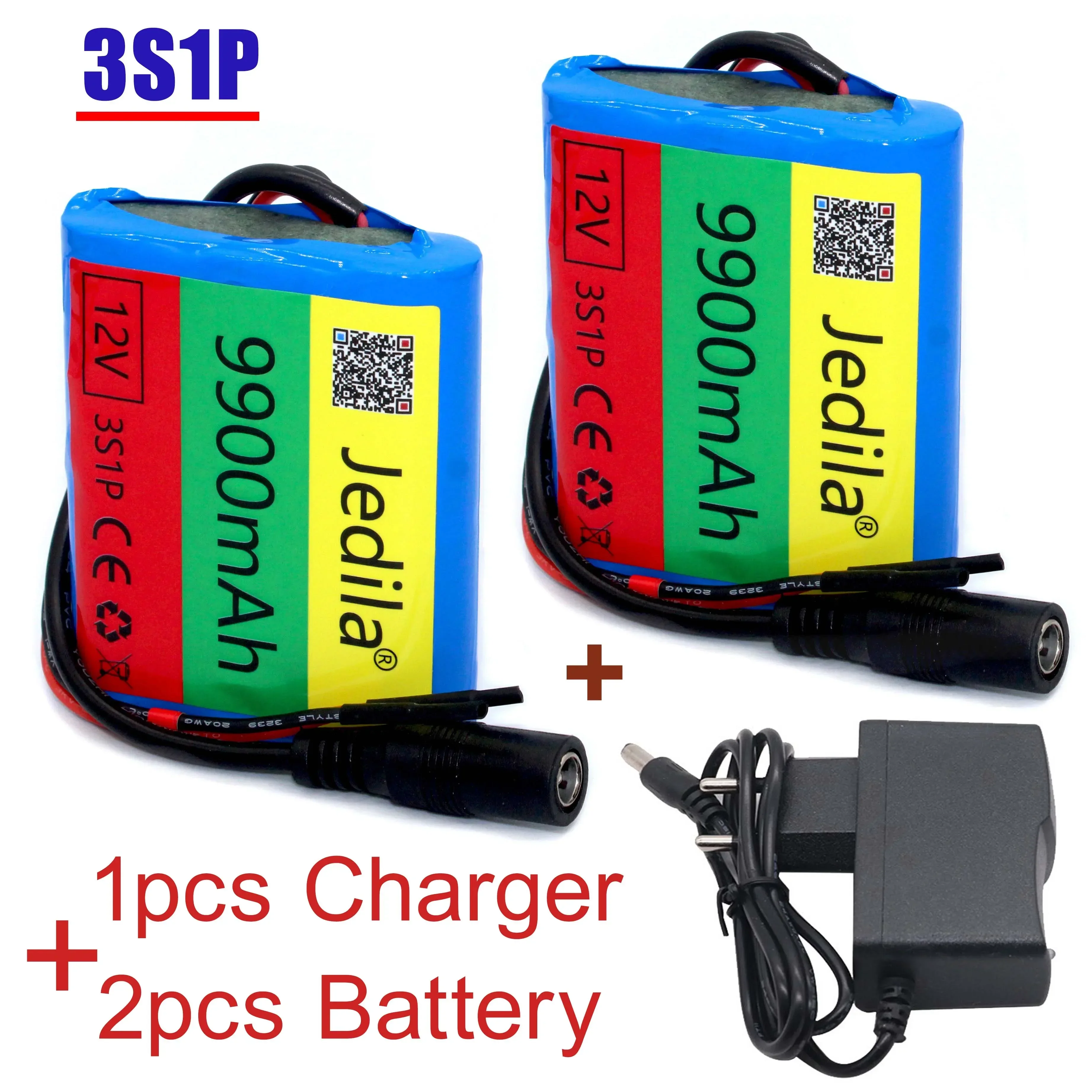 .12V.9900 mAh.3S1P.Batterie Au Lithium.18650.Batterie Au Lithium Pack Protection Conseil Rechargeable.1A Chargeur.: Red