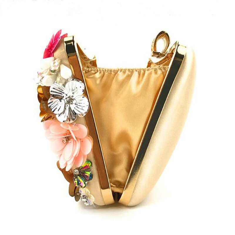 Dame Handgemachte Farbe Blumen Perlen Crossbody Schulter Tasche Hochzeit Abendessen Taschen Hand Abend Taschen Geldbörsen Kasten Kupplung mit Kette