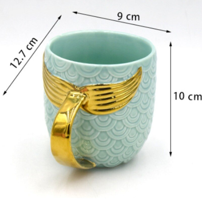Ceramic Mermaid Tail Handle Cup Water Cup Continental Breakfast Cup Mug Novelty Water Cup