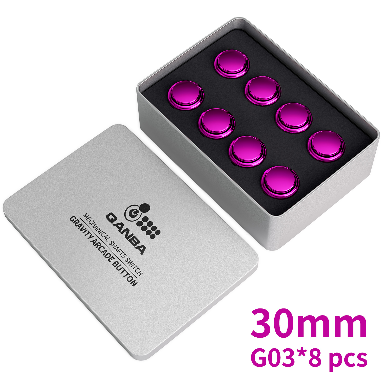 QANBA Gravity KS Arcade buttons metallic color 30mm Mechanical Pushbutton switch Plated buttons DIY Parts (8 Pcs）: Orange