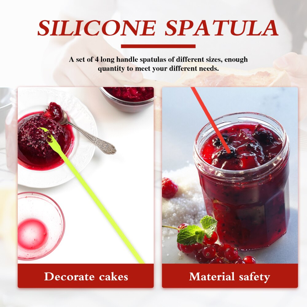 4Pcs Silicone Spatula Kitchen Scraper Last Spatula Kitchen Cooking Tool