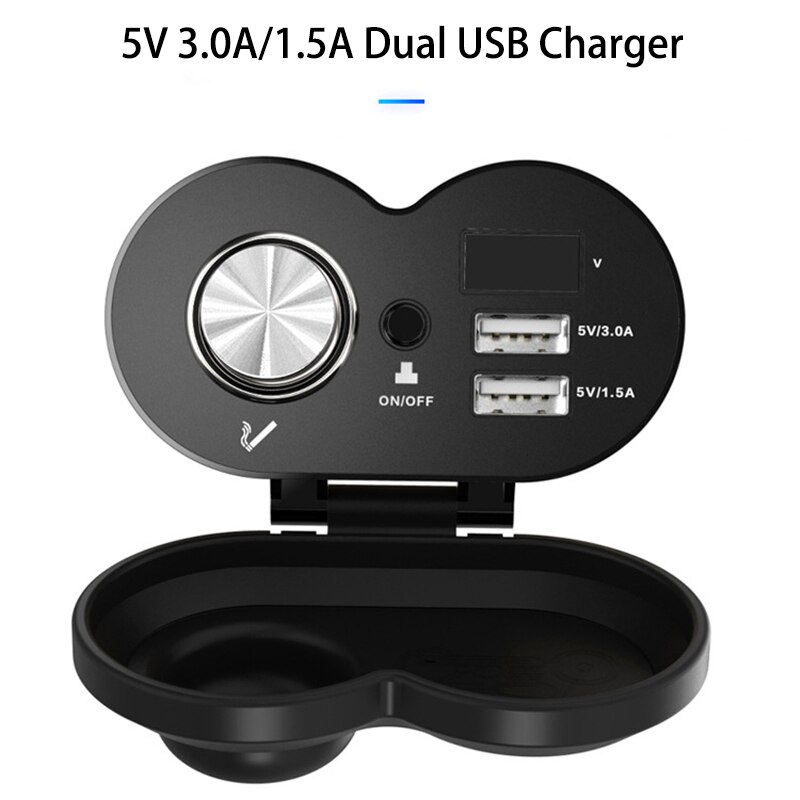 QC 3,0 schnell aufladen 5V 3.0A/1.5A Dual USB Motorrad Zigarette Leichter USB Ladegerät mit Voltmeter Zeit Anzeige mit Auf/aus Swith