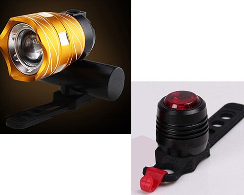 Basecamp fiets koplampen  t6 led lampen usb oplaadbare aluminiumlegering fiets stuur regenbestendige lamp mtb racefiets verlichting: Zwartj 814 goud
