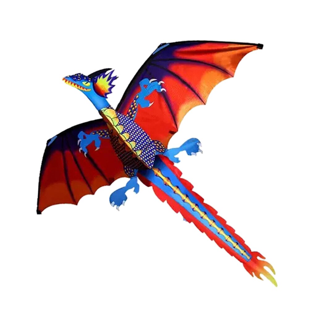 Grande gioco di attività di volo colorato drago aquilone 3D con coda 140x120cm