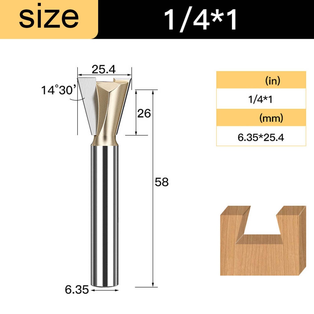 Tideway Dovetail Router Bits Joint Milling Cutter Tools for Furniture Building Cabinet Making Engraving Cutting Tool for Wood: W00108