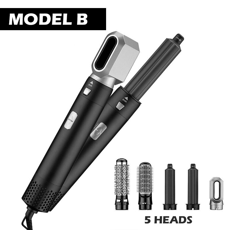 5 In 1 Air Styler Electric Hair Dryer Hair Curler Hair Styler Straightener Brush Comb Straighteners Curling Automatic Curling Ir: BLACK / US