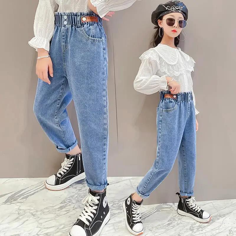 Pantalones vaqueros con patrón de corazón para niñas, ropa para niños, 4, 5, 6, 7, 8, 9, 10, 11, 12 años