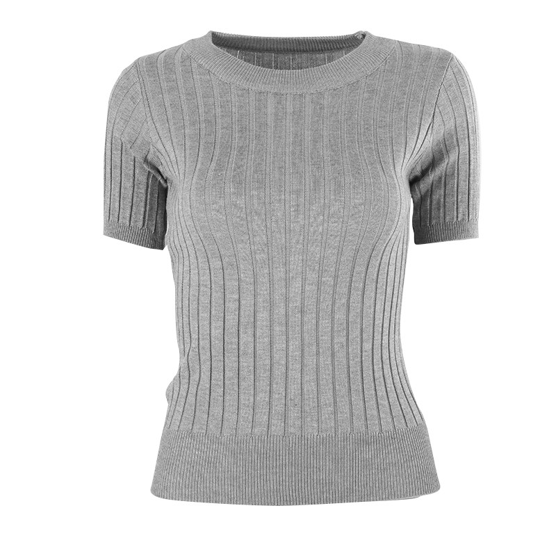 Women Slim Short-sleeved Sweater Women's Thin Section of Tight-fitting Suit Sweater