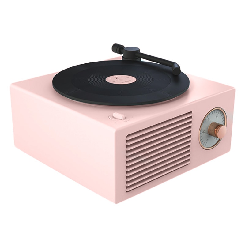 Vinyl pladespiller højttaler trådløs bærbar mini stål retro atom højttaler radio kassette optager: Default Title