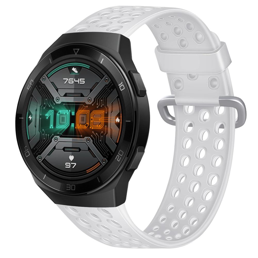 22mm armbånd silikon pustende reim huawei klokke  gt 2e bånd for huawei  gt2 46mm klokke rem erstatning armbånd tilbehør: Hvit / For huawei  gt 2e