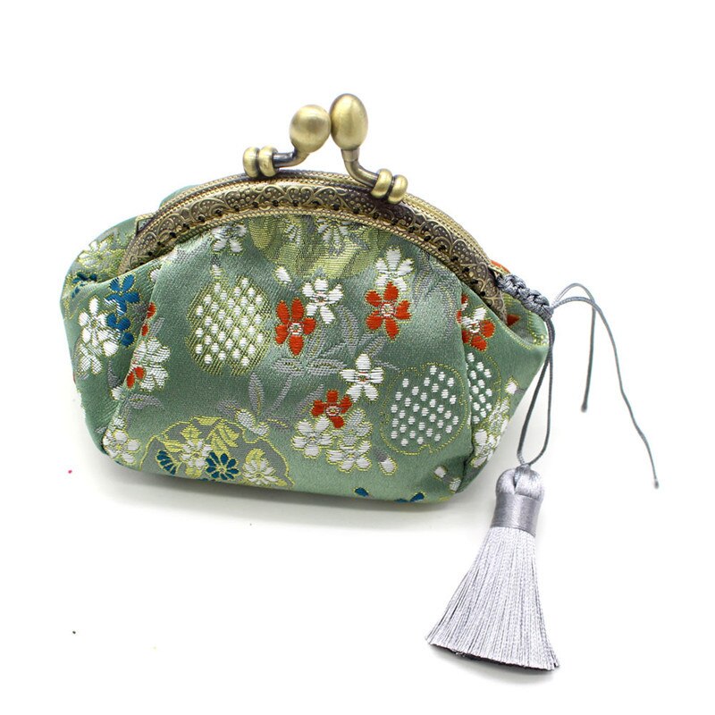 porte-monnaie femmes Vintage moraillon Mini sac glands poche à monnaie petit sac de rangement directe: Vert armée