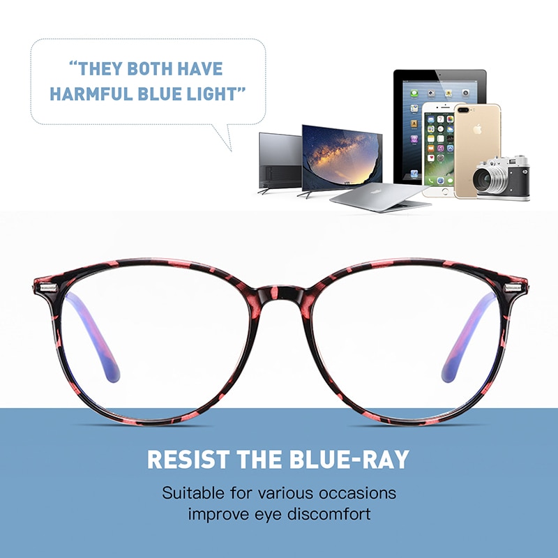 AOFLY BRAND Round Blue Light Blocking Glasses Women Men Myopia Prescription Eyeglasses Alloy Temple Optical Eyewear Frame