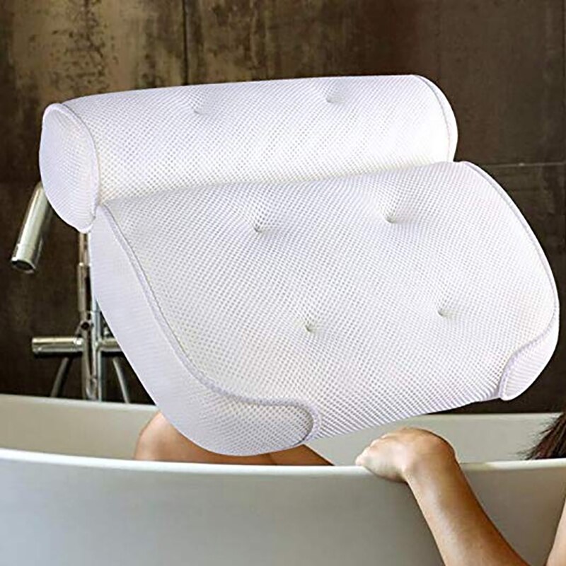 3D Mesh Spa Antislip Cushioned Bad Spa Kussen Bad Head Rest Kussen Met Zuignappen Voor Hals en Terug Badkamer Supply