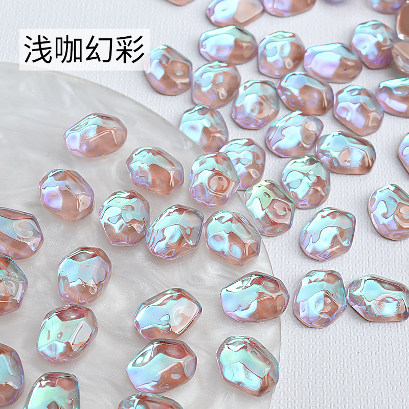 20 piezas brillo Aurora AB ondulación hielo cubo translúcido superficie irregular joya de cristal decoración de uñas diamantes de imitación dijes de manicura