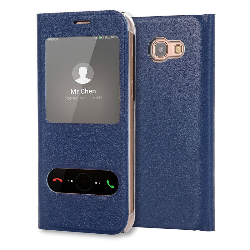 Flip Cover Leather Phone Case For Samsung Galaxy A7 A5 A3 A 3 5 7 SM A320F A520F A720F SM-A720F SM-A520F SM-A320F DS Wallet: For Galaxy A5 2017 / Dark blue