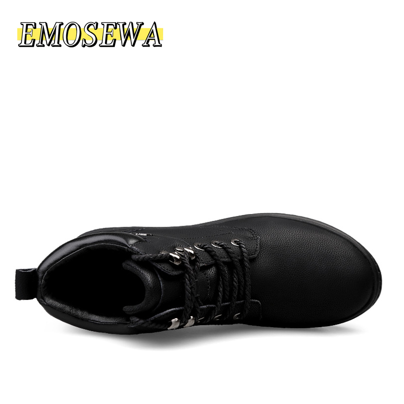 Winter Sneeuw Laarzen Mannen Mannen Warme Laarzen Mannelijke Enkel Lace-Up Casual Botas Mode Handgemaakte Lederen Comfy bont Mannen Laarzen