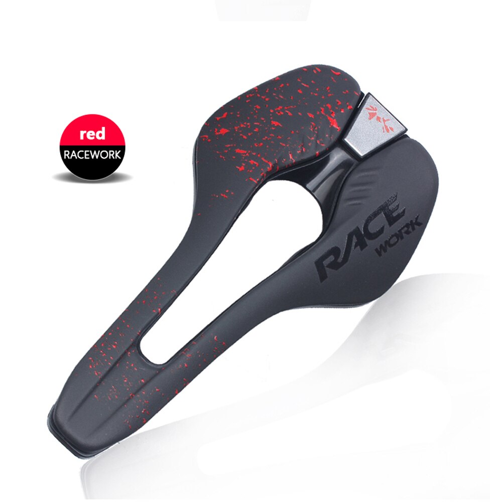 Racework racercykel sadel ultralet vtt racersæde wave landevejscykel sadel til mænd blød komfortabel mtb cykeltilbehør: Rød