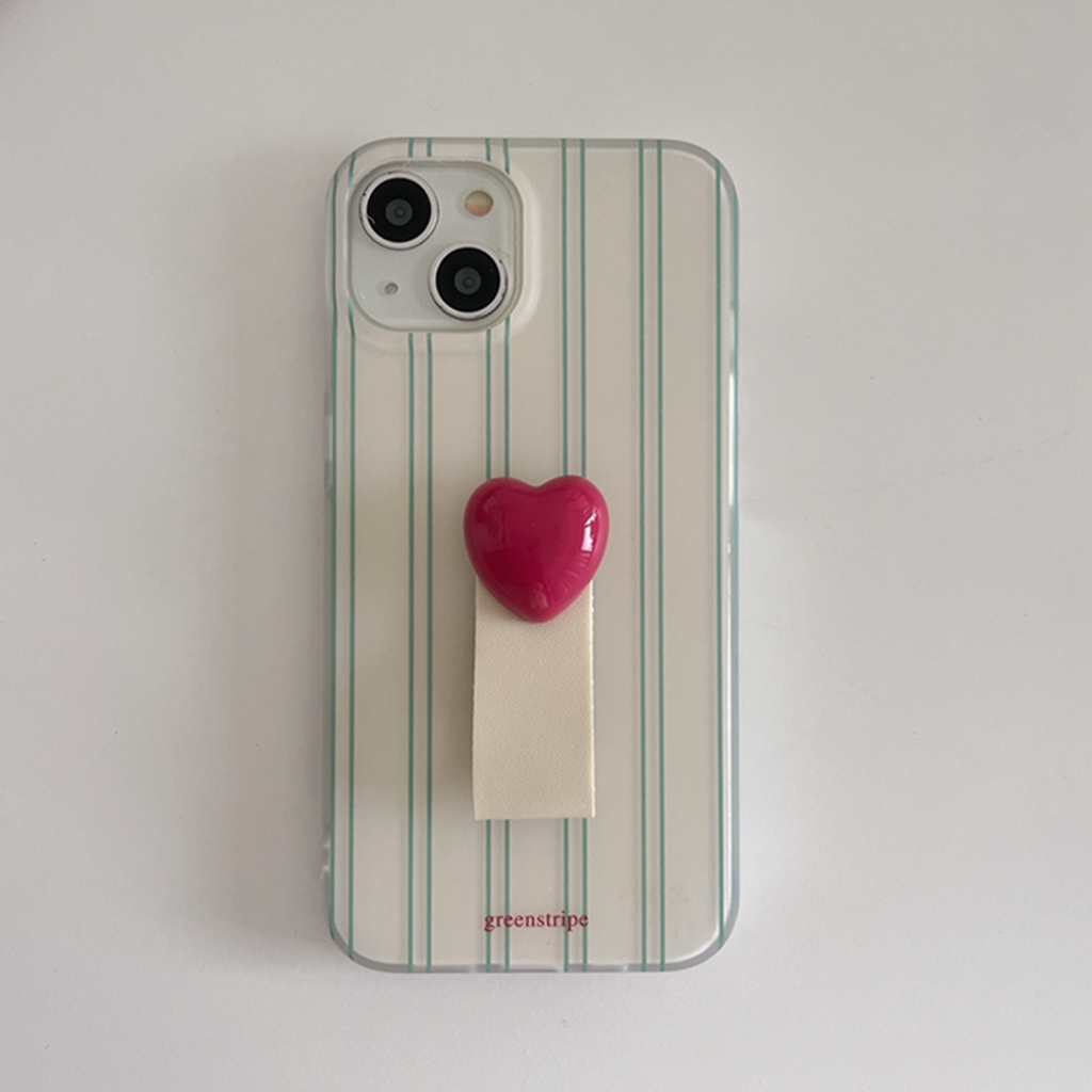 Ins Simplicity rayas verdes bola de amor roja anillo de dedo hebilla funda para iPhone 16 15 14 13 12 Pro Max protección a prueba de golpes: Para iPhone 12 Pro / Colorful