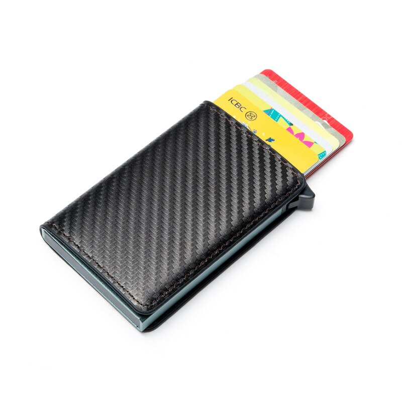 Zovyvol Rfid Pu Leather Carbon Fiber Wallet Protector Credit Kaarthouder Slim Card Case Mini Carteira: YM900 Gray