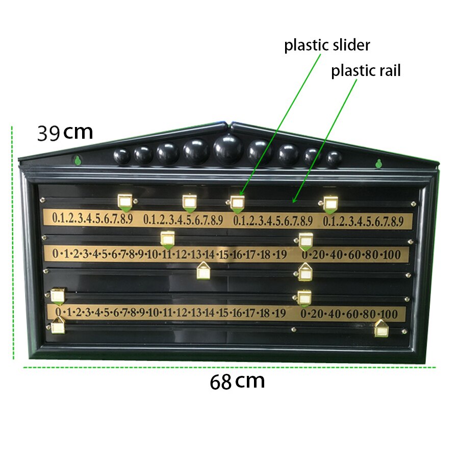 Economic plastic scoreboard with plastic slider and plastic rail for