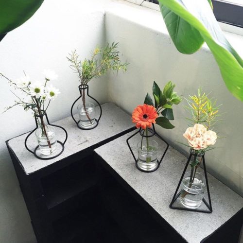 2020 minimalista vaso de flores rack nórdico abstrato preto linhas ferro decoração vida decoração da casa preto linhas vaso flores