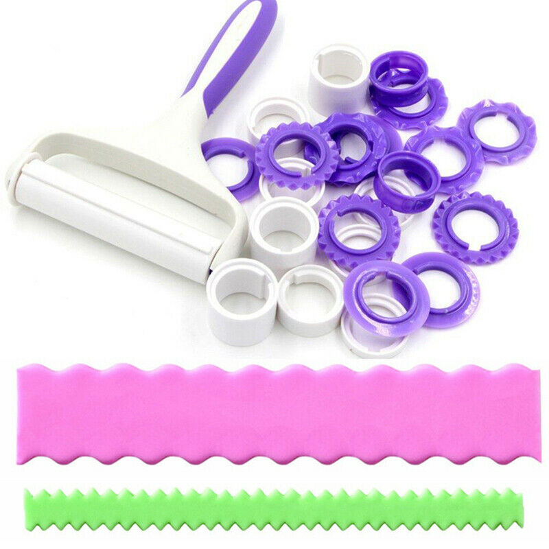 Brand Fondant Strip Ribbon Cutter Sugarcraft Cake Rolling Pin Embosser Rolled Set Cake Decorating Tool Rubber Handle