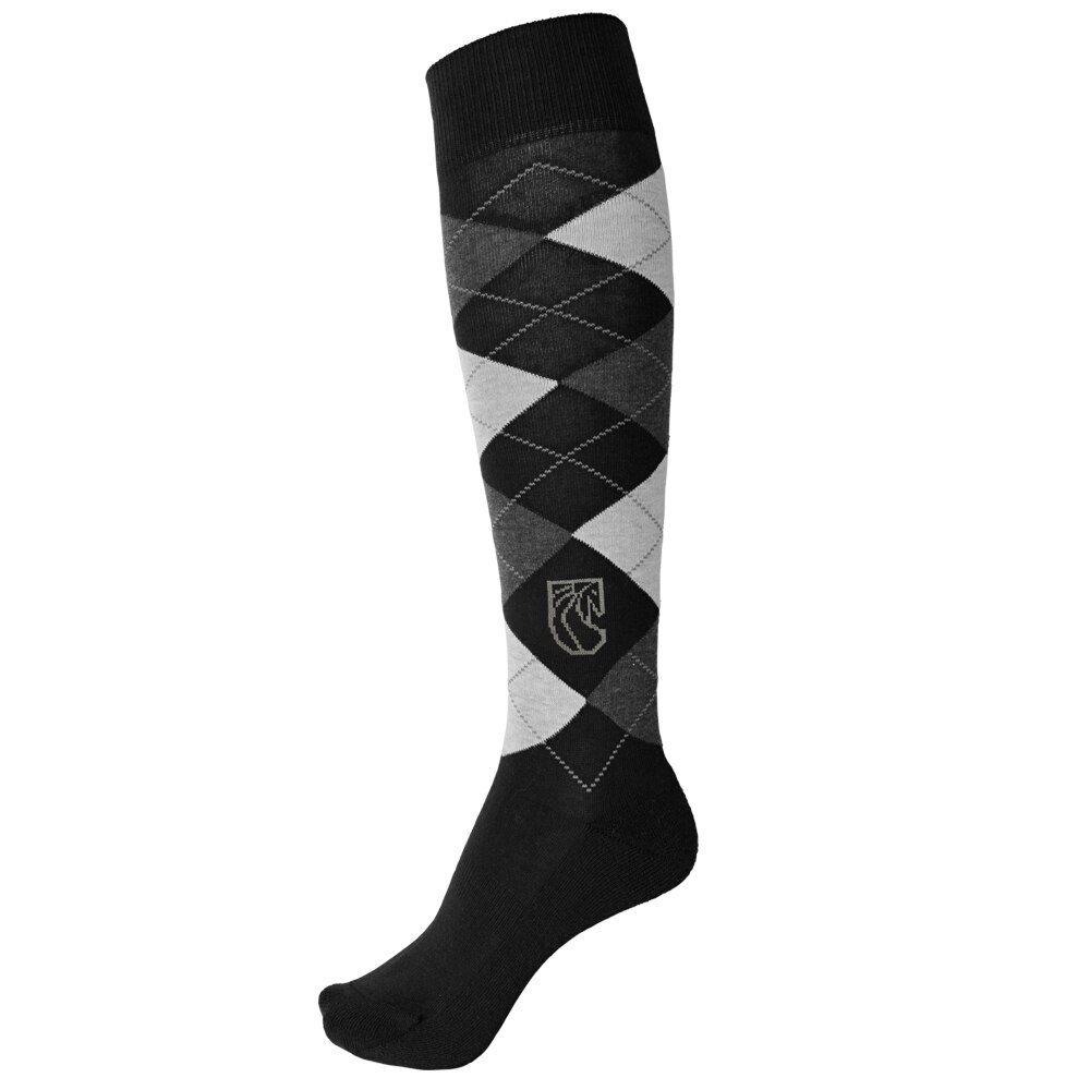 Pramoda Cavaleiro de Equitação meias homens e mulheres Verificado Meias Longas botas longas meias de desporto Equestre: Black / 41-44