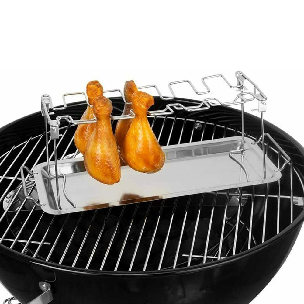Chicken Wing Leg Rack For Grill Smoker Oven Stainless Vertical Stand Roaster Safe Steel BBQ In Barbecue Accessories Q3D1