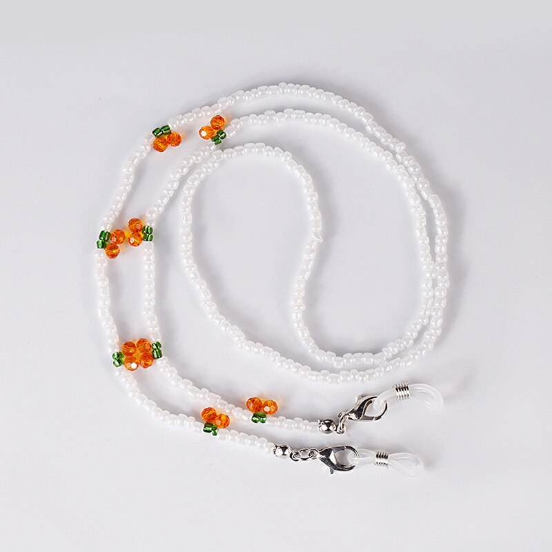 Crystal Cherry Glasses Chain Cute Transparent Beads Pearl Mask Chain Neck Straps Sunglasses Lanyard Women Jewelry: Orange
