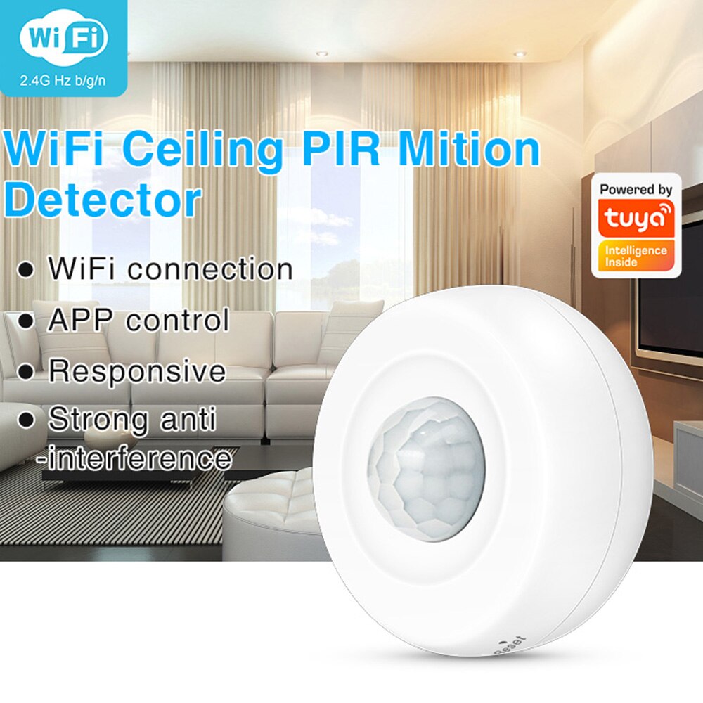 Tuya USB Powered PIR Motion Sensor Detector 360° Detection WIFI Movement Sensor Smart Life APP Home Security Alexa Routine Set