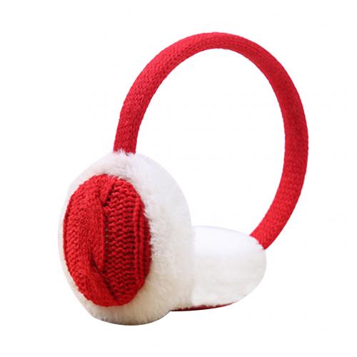 Cache-oreilles pour femmes, cache-oreilles, en peluche, tricoté, en peluche, accessoire pour filles, bandeau, hiver: Rouge