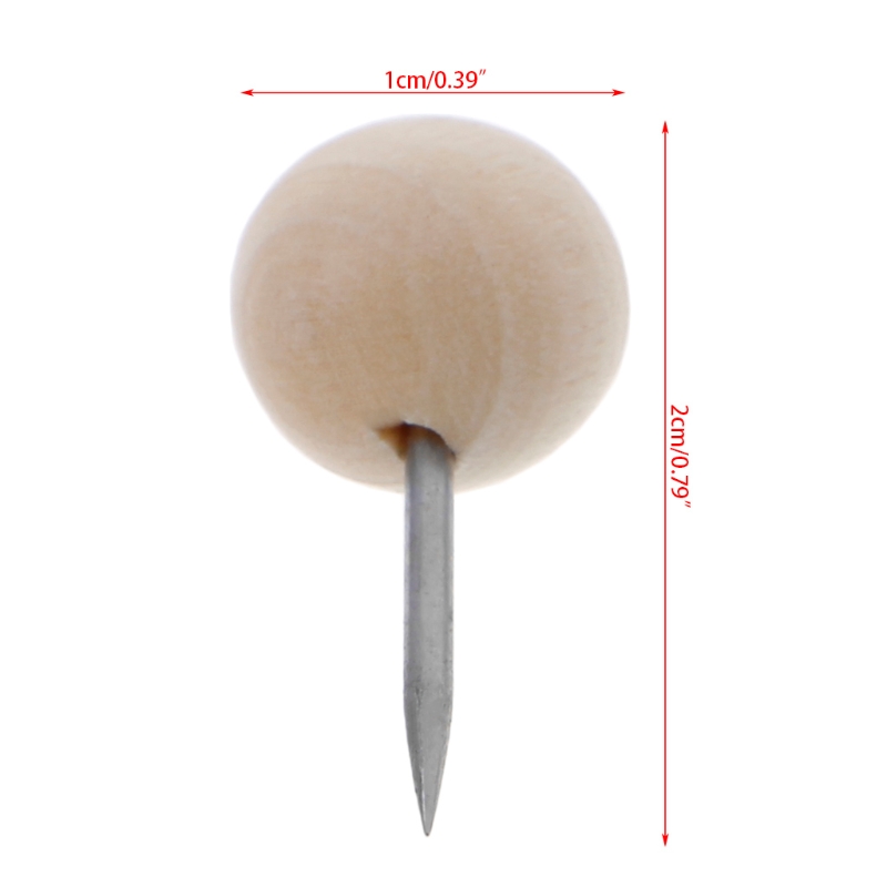 Chinchetas redondas de madera, pasadores de empuje de dibujo decorativo , cabeza de madera, 60 uds.