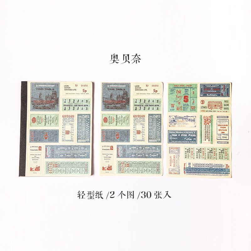 JIUMO 8 Traveler Ticket Book Series Retro Ticket Material Original DIY Stationery Decoration Material Packag: E