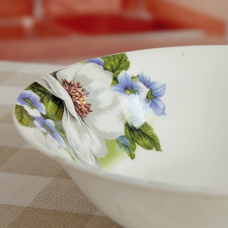 9 inch, bone china dinner serving tray, floral wedding decorative plates, ceramic soup plate, porcelain servies buffet dishes