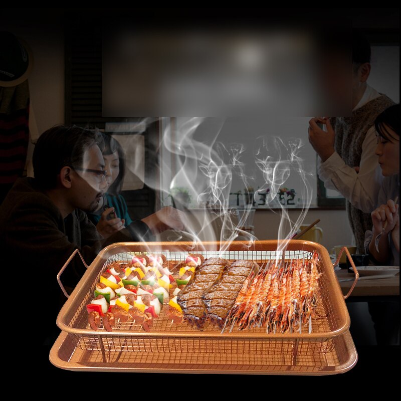 H 8%  koppar rektangel krispig bricka stekpanna fransk kock korg lätt rengör kök kök oljefilter bakpanna bbq grillverktyg