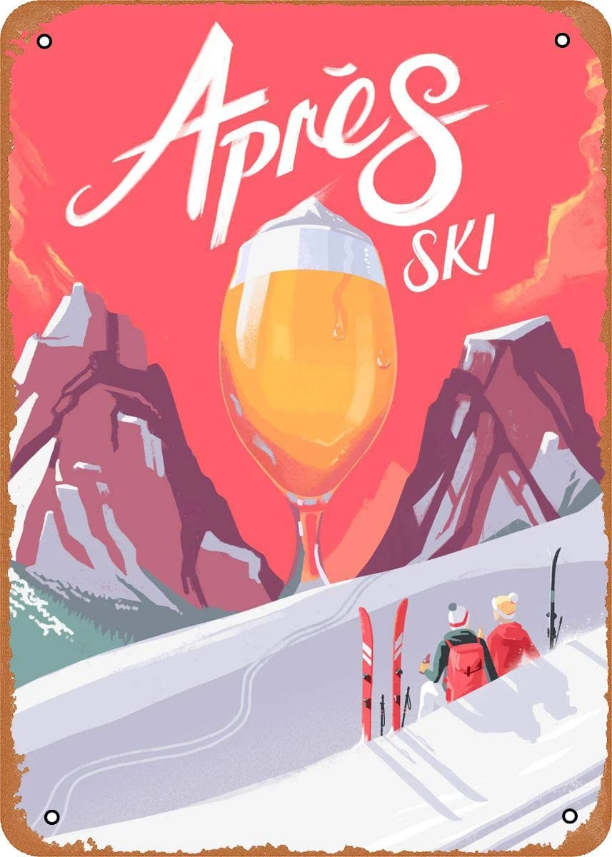 Apres Ski Party Tin Sign , Ski Lodge Signs, Blue Apres Ski Signs, Vintage Style Apres Ski Signs, Ski Decor: violet / 40x30cm