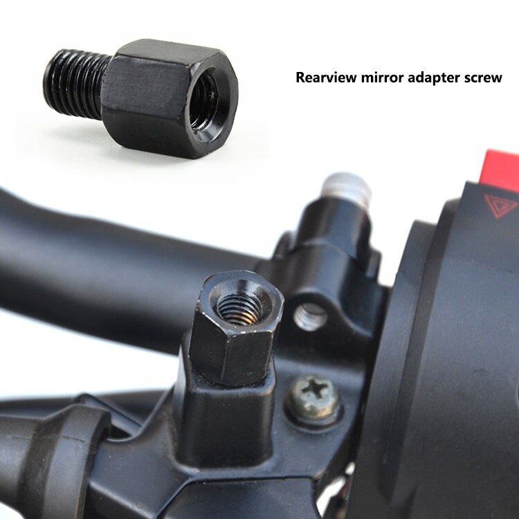 Motorcycle Scooter Black Mirror Adapter M10 M8 10MM 8MM Rearview Mirrors Adapters Right Left Hand Thread Conversion Bolt Screws